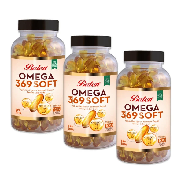 Balen Omega 3-6-9 Soft Yağ Asitleri İçeren 1380 mg 100 Yumuşak Kapsül x 3 Adet ürün görseli 1