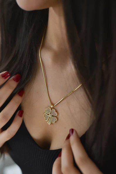 ÇG Kly358 Taşlı Yonca Kolye Ucu - 2