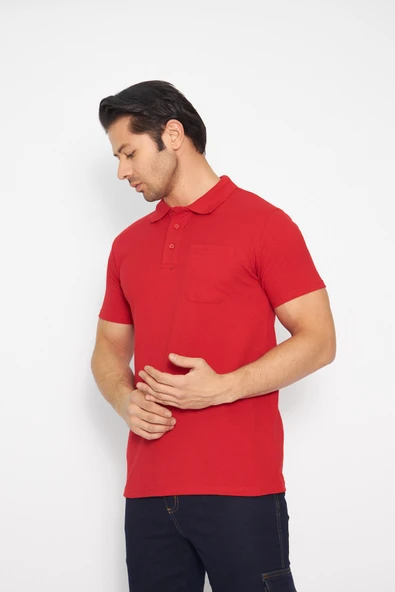 Orange Safety Kırmızı Kısa Kol Polo Yaka T-Shirt - Resim 5