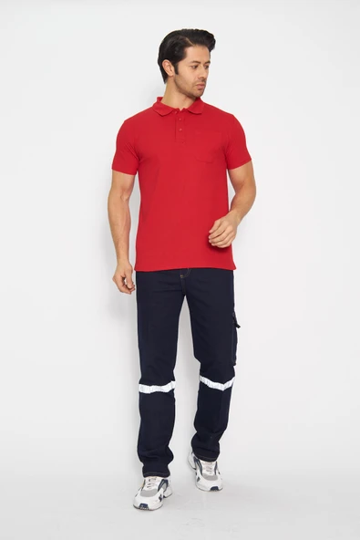 Orange Safety Kırmızı Kısa Kol Polo Yaka T-Shirt - Resim 8