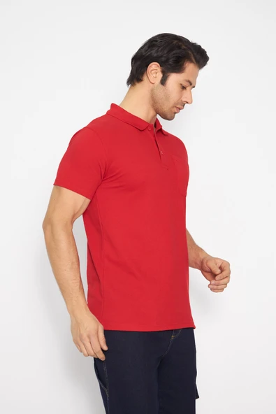 Orange Safety Kırmızı Kısa Kol Polo Yaka T-Shirt - Resim 4