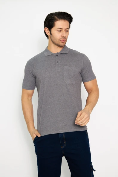 Orange Safety Koyu Gri Kısa Kol Polo Yaka T-Shirt