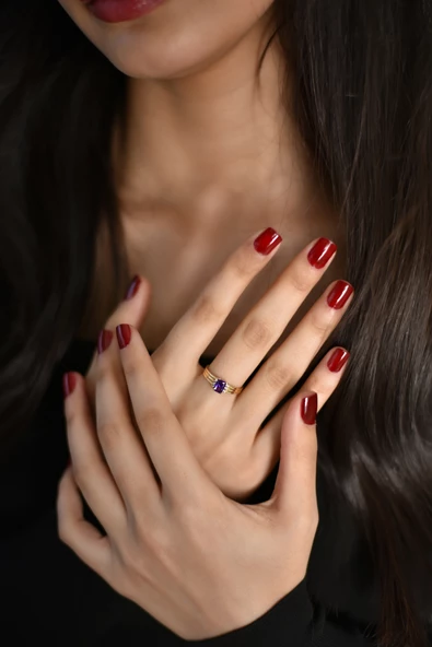 ÇG Yzk285 Mor Taşlı Yüzük - 2