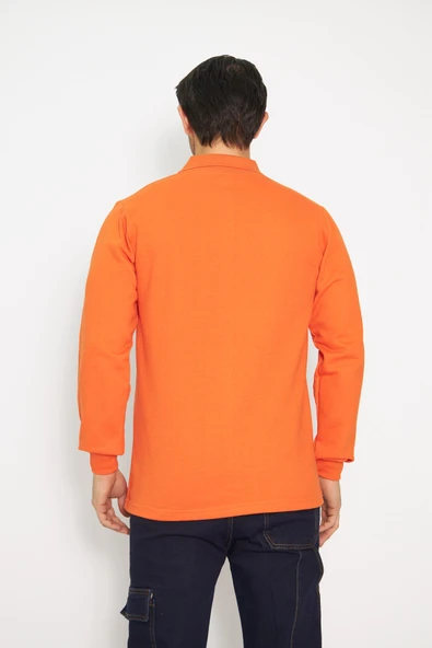 Orange Safety Turuncu Polo Yaka Uzun Kol Sweat T-Shirt Kışlık - Resim 6