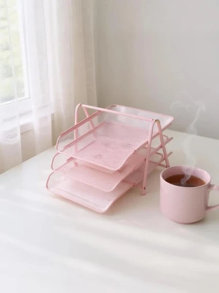 Need Perfore 3Lü Toz Pembe Evrak Rafı - 7