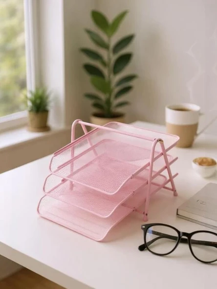 Need Perfore 3Lü Toz Pembe Evrak Rafı - 4