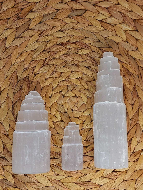 Selenit Taşı Üçlü Kule Set 6-10-15cm ürün görseli