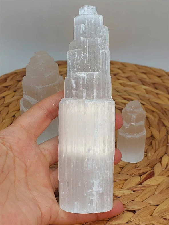 Selenit Taşı Üçlü Kule Set 6-10-15cm - Resim 2