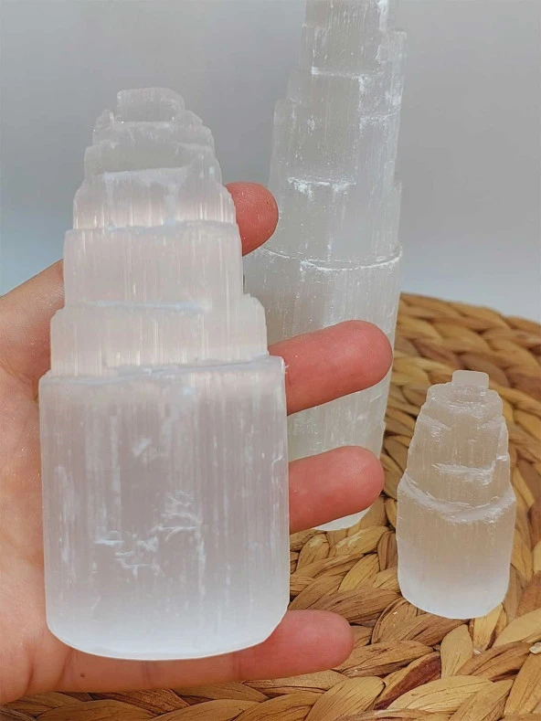 Selenit Taşı Üçlü Kule Set 6-10-15cm - Resim 3