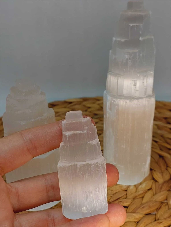 Selenit Taşı Üçlü Kule Set 6-10-15cm - Resim 4