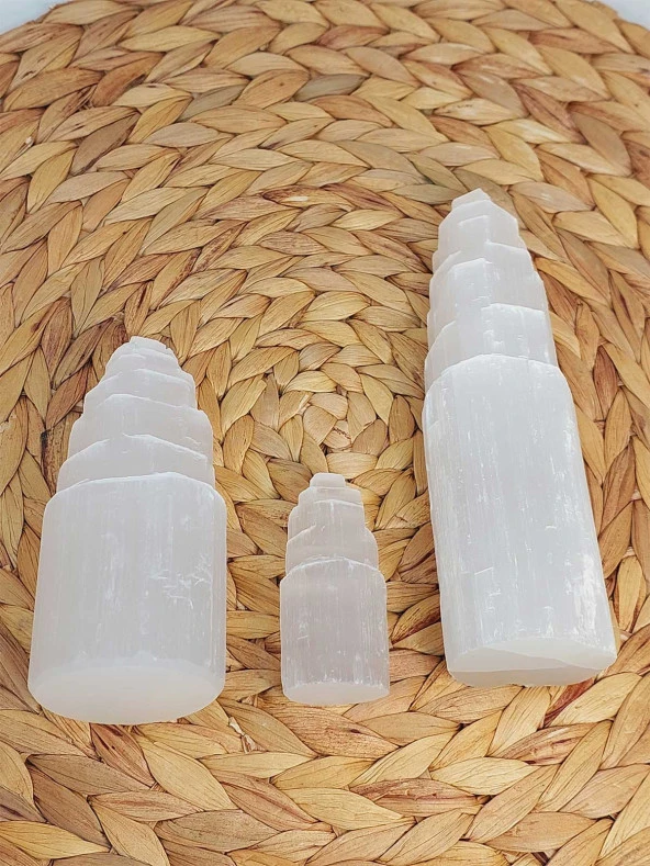 Selenit Taşı Üçlü Kule Set 6-10-15cm - Resim 5