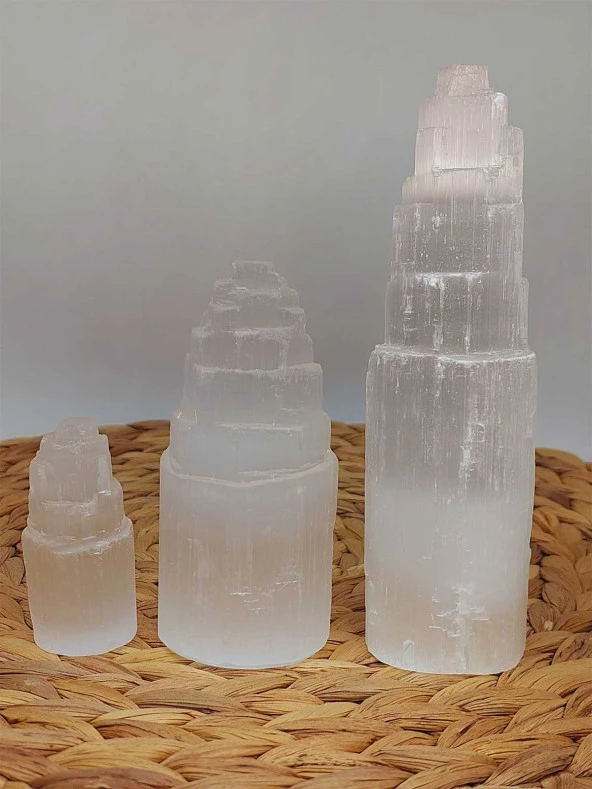 Selenit Taşı Üçlü Kule Set 6-10-15cm - Resim 6