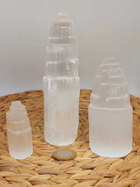 Selenit Taşı Üçlü Kule Set 6-10-15cm - Resim 7