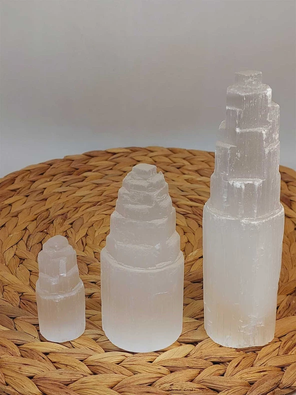 Selenit Taşı Üçlü Kule Set 6-10-15cm - Resim 8