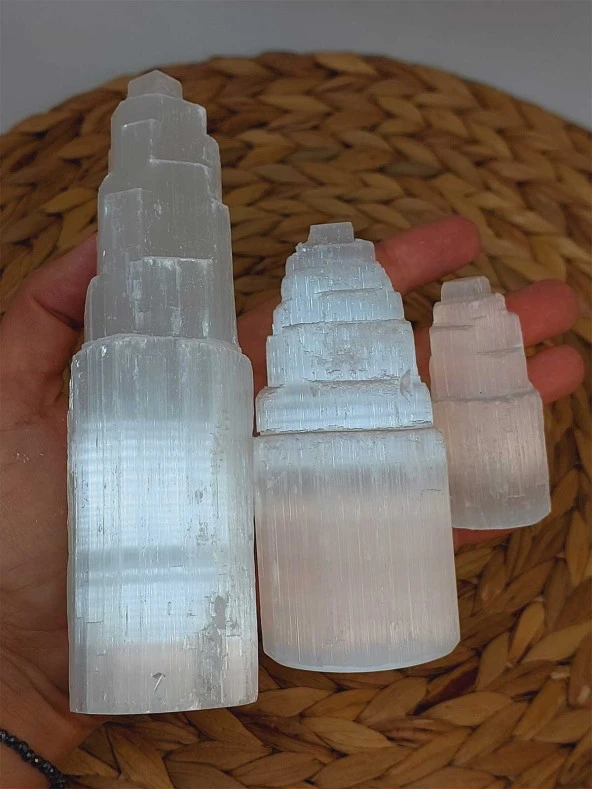 Selenit Taşı Üçlü Kule Set 6-10-15cm - Resim 9