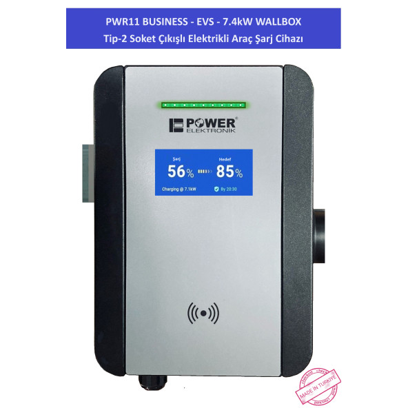 PWR11 BUSINESS-EVS-7,4 kW WALLBOX - TİP2 SOKET ÇIKIŞLI ELEKTRİKLİ ARAÇ ŞARJ CİHAZI