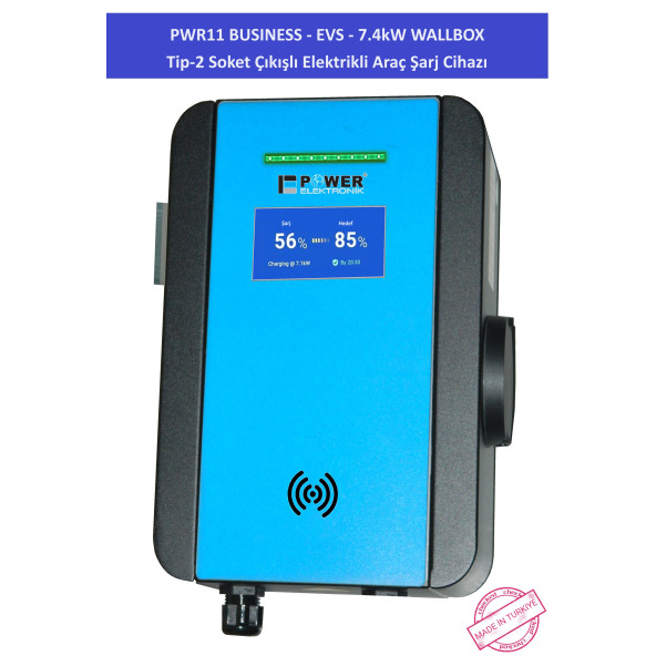 PWR11 BUSINESS-EVS-7,4 kW WALLBOX - TİP2 SOKET ÇIKIŞLI ELEKTRİKLİ ARAÇ ŞARJ CİHAZI - 3