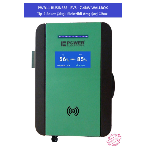 PWR11 BUSINESS-EVS-7,4 kW WALLBOX - TİP2 SOKET ÇIKIŞLI ELEKTRİKLİ ARAÇ ŞARJ CİHAZI - 6