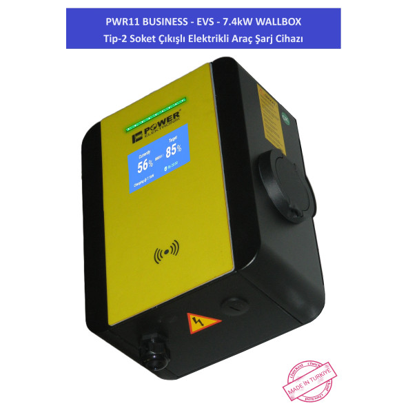 PWR11 BUSINESS-EVS-7,4 kW WALLBOX - TİP2 SOKET ÇIKIŞLI ELEKTRİKLİ ARAÇ ŞARJ CİHAZI - 8