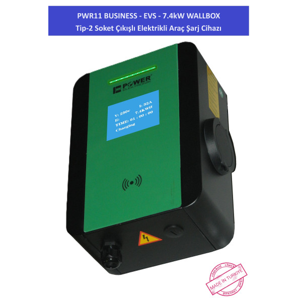 PWR11 BUSINESS-EVS-7,4 kW WALLBOX - TİP2 SOKET ÇIKIŞLI ELEKTRİKLİ ARAÇ ŞARJ CİHAZI - 10