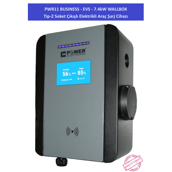 PWR11 BUSINESS-EVS-7,4 kW WALLBOX - TİP2 SOKET ÇIKIŞLI ELEKTRİKLİ ARAÇ ŞARJ CİHAZI - 11