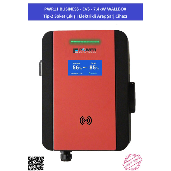 PWR11 BUSINESS-EVS-7,4 kW WALLBOX - TİP2 SOKET ÇIKIŞLI ELEKTRİKLİ ARAÇ ŞARJ CİHAZI - 2