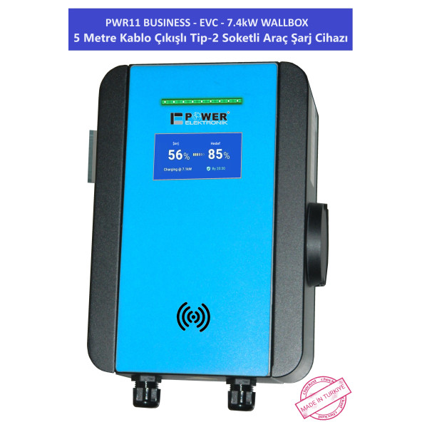 PWR11 BUSINESS-EVC-7.4 kW WALLBOX - 5 MT KABLO ÇIKIŞLI ELEKTRİKLİ ARAÇ ŞARJ CİHAZI - 4