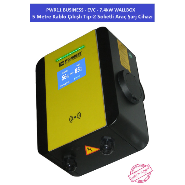 PWR11 BUSINESS-EVC-7.4 kW WALLBOX - 5 MT KABLO ÇIKIŞLI ELEKTRİKLİ ARAÇ ŞARJ CİHAZI - 9