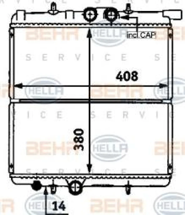 RADYATÖR 2039011AB P206 1.4İ 8V (1 SIRA) 1330.37 1330H2 1330F9