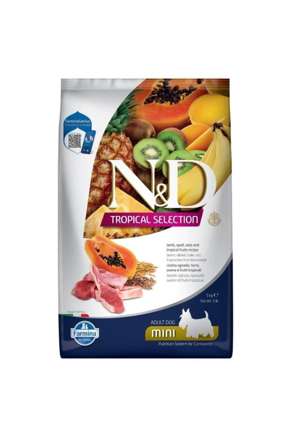 N&D Tropical Selection Kuzu Etli ve Tropikal Meyveli Mini Irk Yetişkin Köpek Maması 5kg