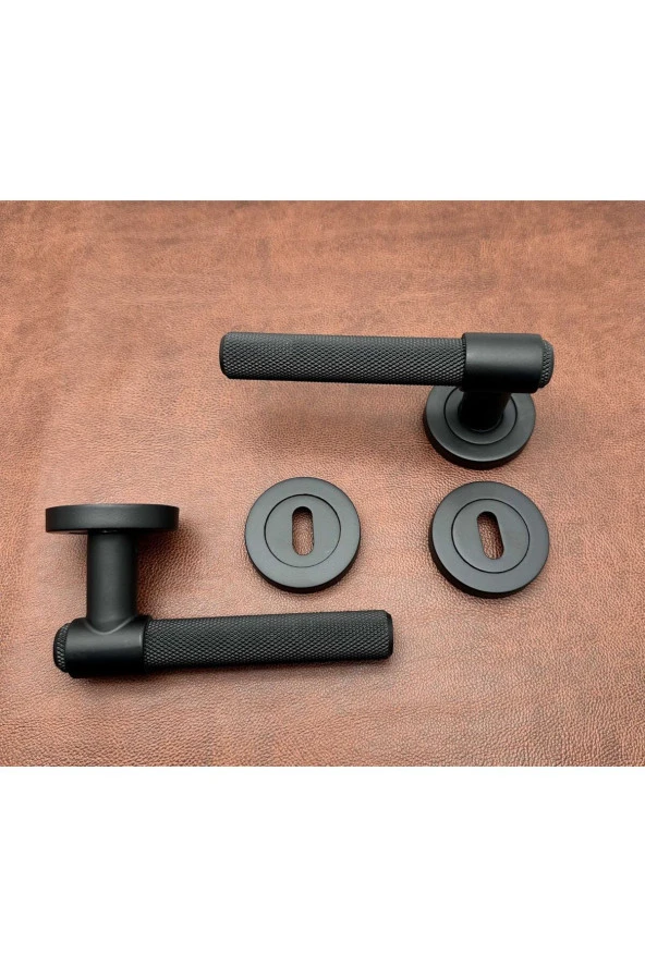 Özen Handles ZK62 Posh Punch Mat Siyah Rozetli Oda Kapı Kolu 1 Takım - Resim 3