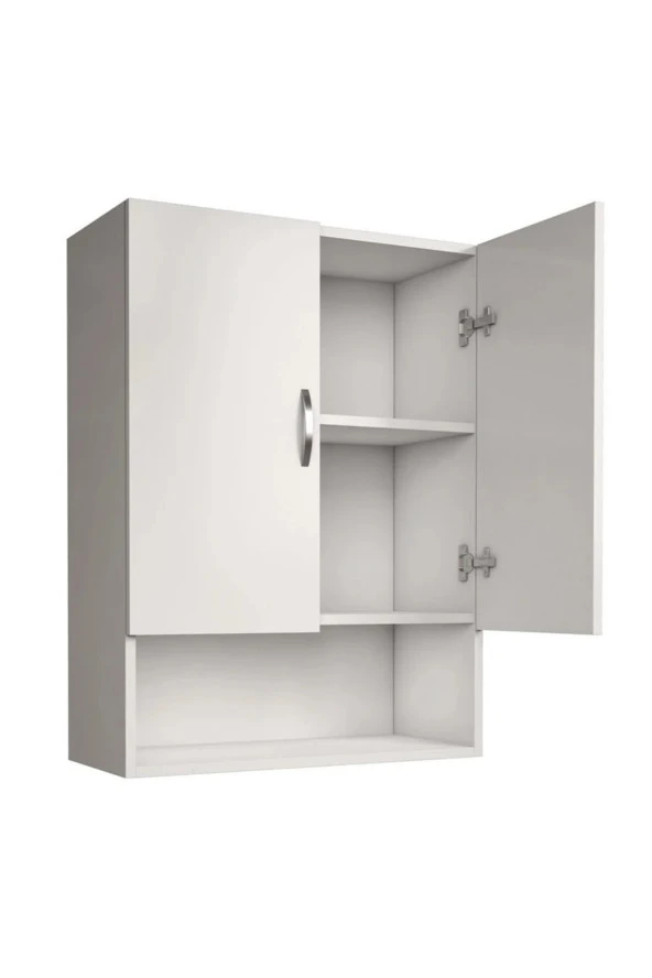 Kobiç 2 Kapaklı Çok Amaçlı Tek Raflı Banyo Ve Mutfak Dolabı 60X30X70 Cm (Beyaz) - 2