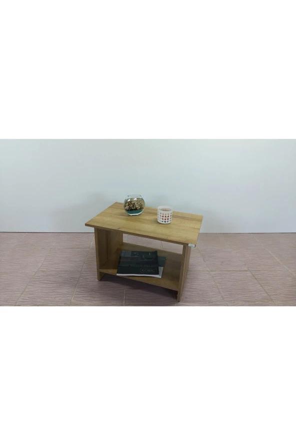 Kobiç Raflı Ofis Sehpası 60X45X45 Cm (Meşe) - 3