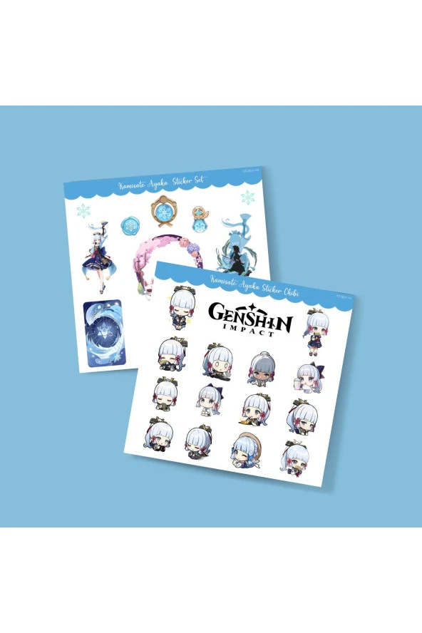 Genshin-Ayaka 2 Adet Sticker Set Parlak Kağıt