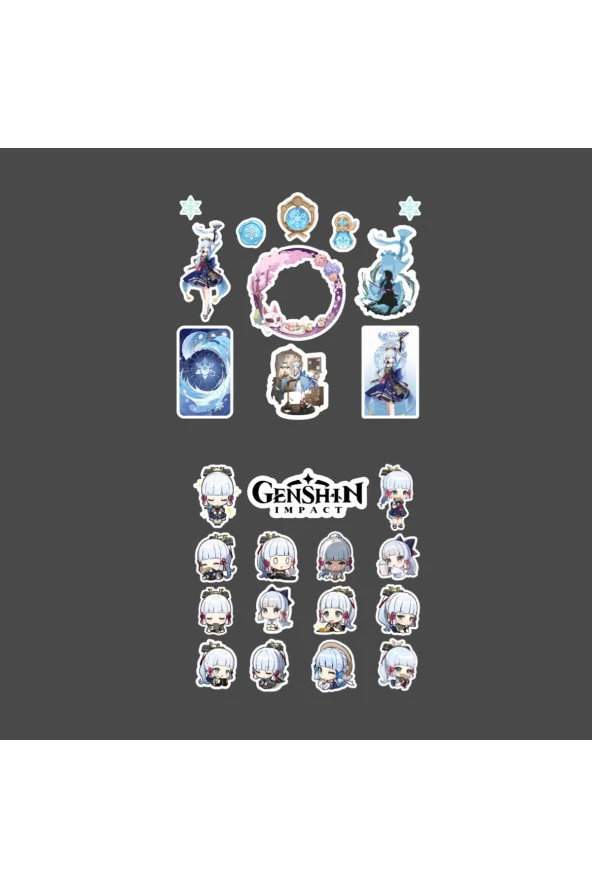 Genshin-Ayaka 2 Adet Sticker Set Parlak Kağıt - 3