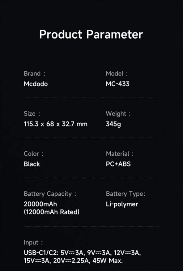 Mcdodo MC-4331 67W 20000mAh Ultra Mini Kablosuz Powerbank -Siyah - 6