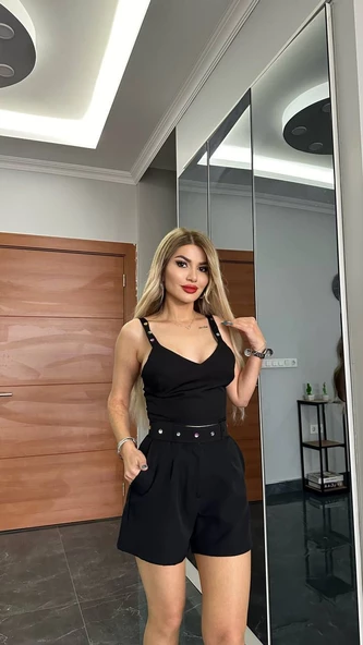 ITHAL DABIL DOKUMA KUMAŞ ŞORTLU TAKIM ÖZEL TAŞ DİKİM AKSESUARLI ŞORTLU TAKIM - 3