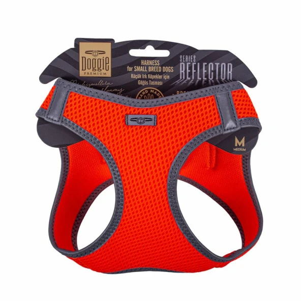Doggie Havalı Dokuma Reflektör Serisi Köpek Göğüs Tasması Turuncu 38-45 Cm Medium