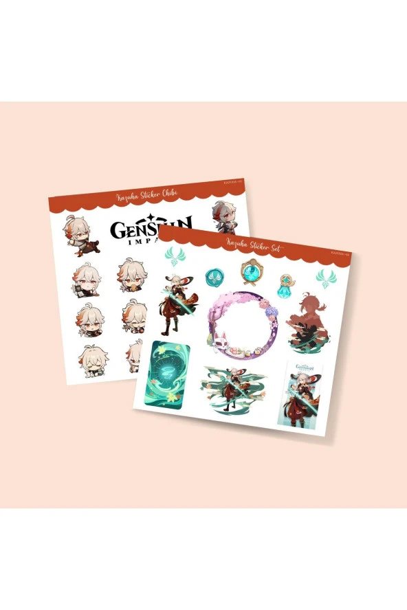 Genshin - Kazuha 2 Adet Sticker Set Parlak Kağıt