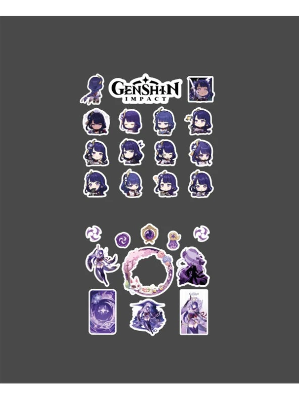 Mini Things Art Genshin-Shogun 2 Adet Sticker Set Parlak Kağıt - 3