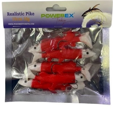 6577 Realistic Pike Kırmızı Gövde Turna Model Kendinden Zokalı 10cm. 18gr. 5li Paket - 3