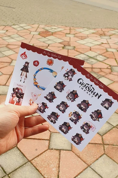 Genshin-Hu Tao 2 Adet Sticker Set Parlak Kağıt - 7