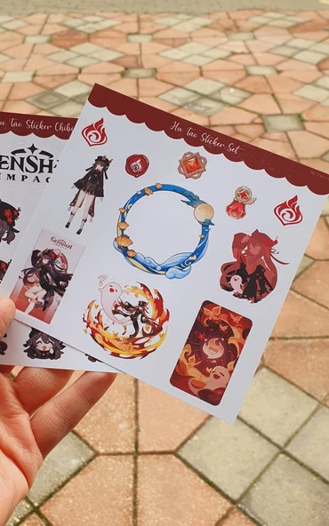 Genshin-Hu Tao 2 Adet Sticker Set Parlak Kağıt - 8
