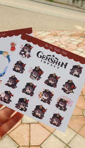 Genshin-Hu Tao 2 Adet Sticker Set Parlak Kağıt - 6