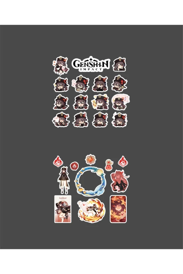 Genshin-Hu Tao 2 Adet Sticker Set Parlak Kağıt - 2