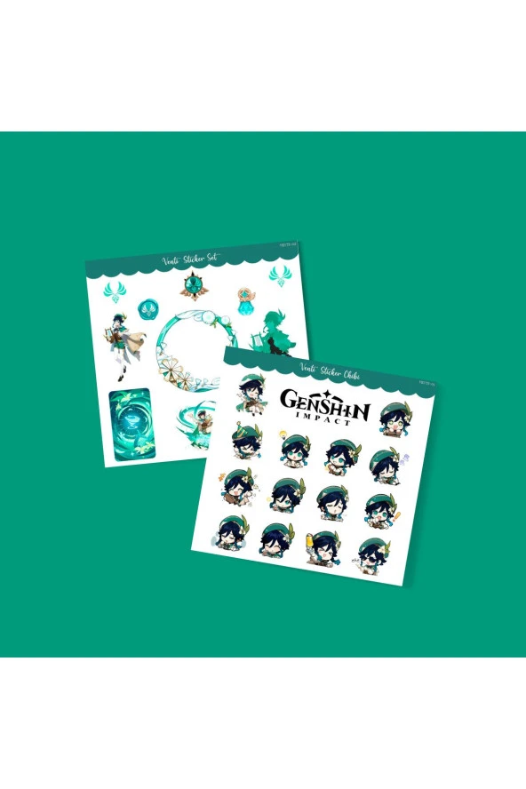 Genshin-venti 2 Adet Sticker Set Parlak Kağıt