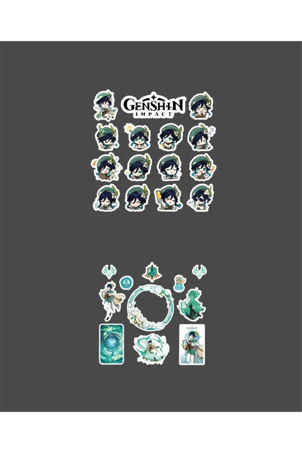 Genshin-venti 2 Adet Sticker Set Parlak Kağıt - 3