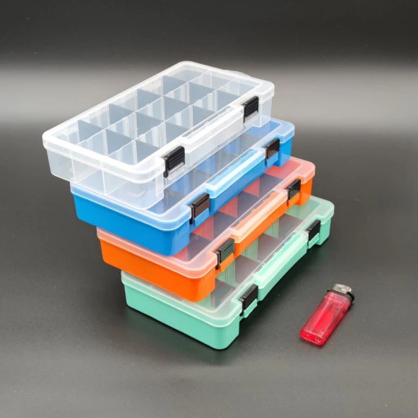 4 Renkli Bölmeli Kolye Yüzük Kapaklı Takı Kutusu Dikiş Kutusu Organizer Düzenleyici Kutu - 4