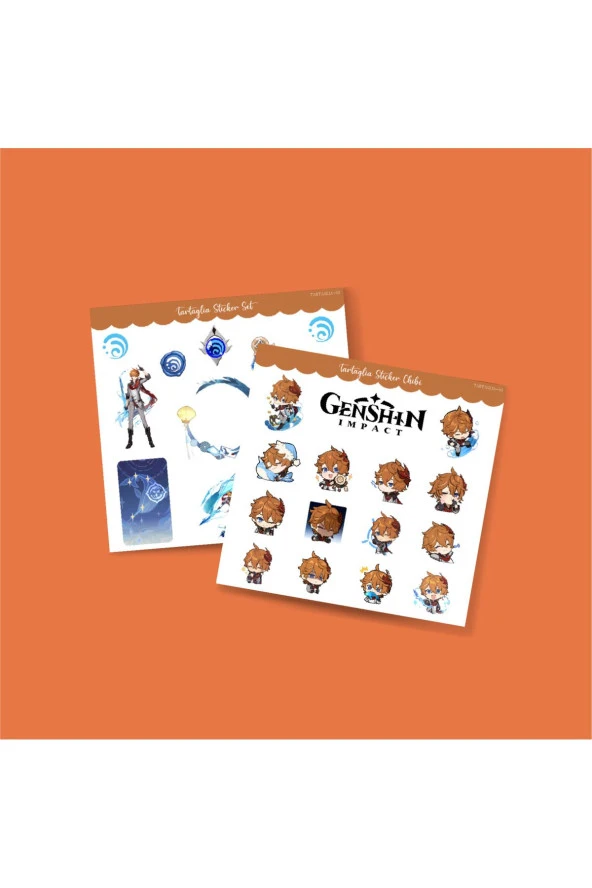 Genshin - Tartaglia 2 Adet Sticker Set Parlak Kağıt - 5