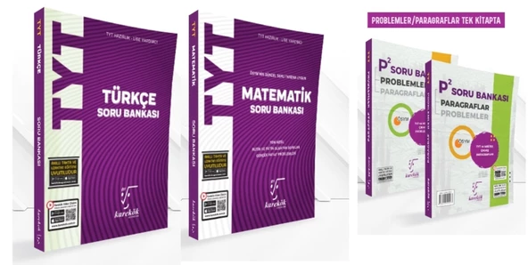 KAREKÖK YAYINLARI TYT TÜRKÇE - MATEMATİK - TYT P² (Problemler ve Paragraf) SORU BANKASI (3 KİTAP) ürün görseli